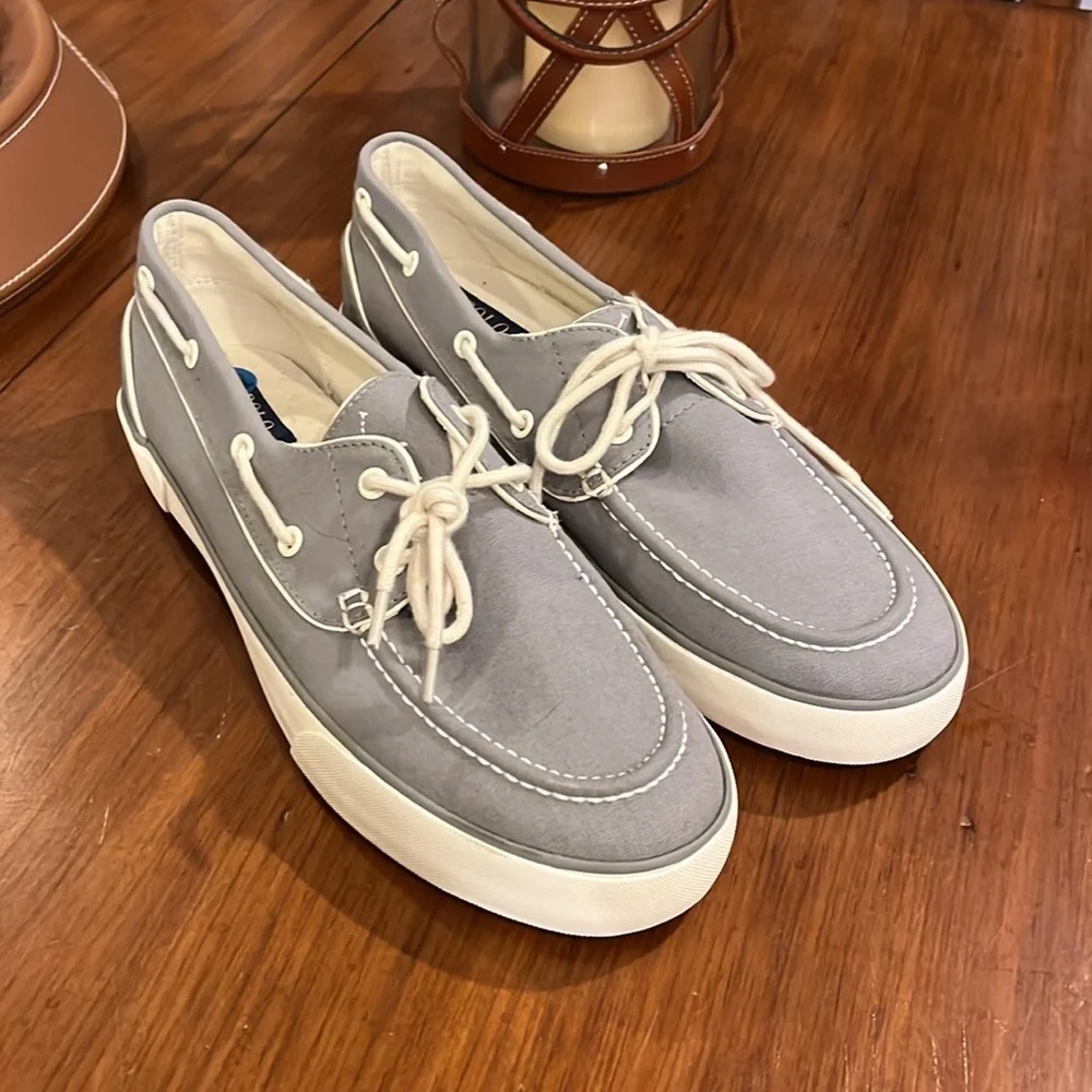 Polo Ralph Lauren Lander Boat Deck Shoes Sneakers new grey Mens size 11.5